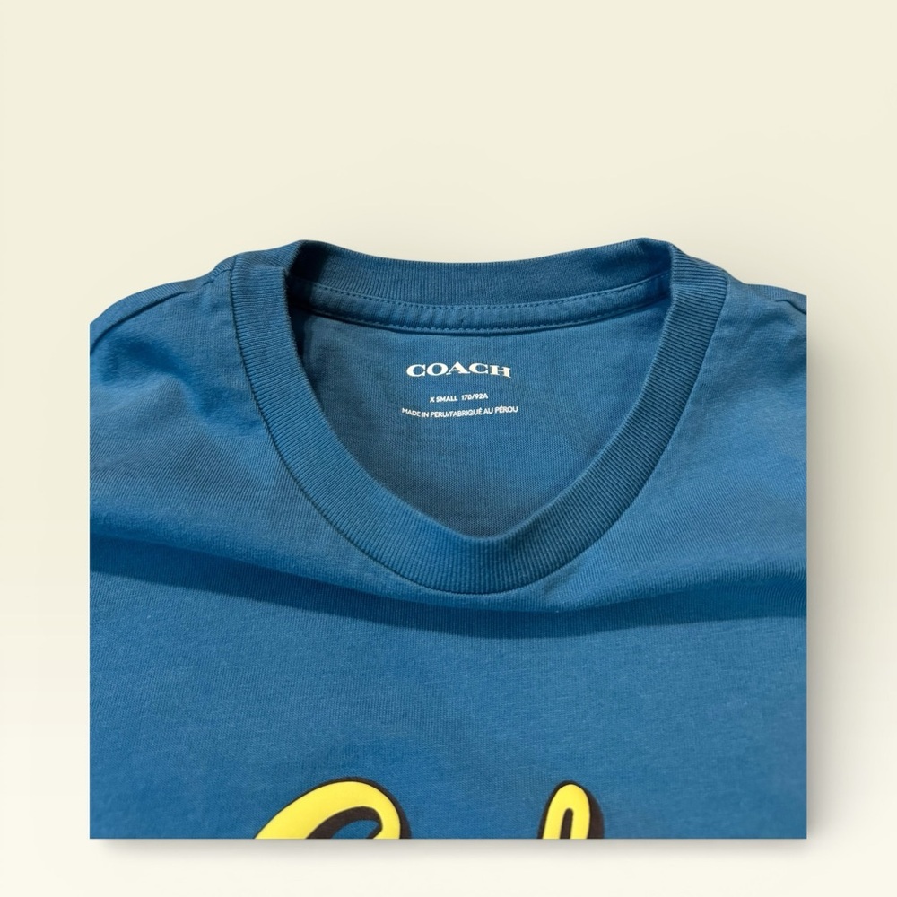 Coach Teal Tee Shirt Unisex XS 18 ptp - Picture 3 of 6